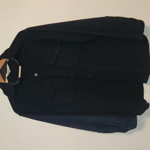 Woolrich Dark Navy Mens Heavy Wool Shacket Button-down Shirt sz M Vintage